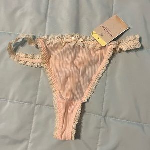 Pink and antique white thong